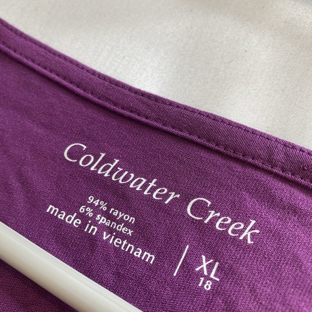 NWT Coldwater Creek Purple Double V Neck Knit Top Sz XL Lagenlook Stretchy Chic - Picture 5 of 12